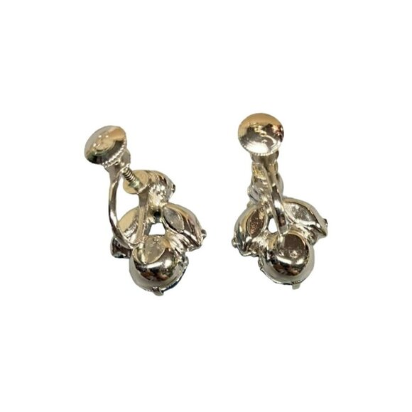 Vintage Signed CORO Ice Blue Rhinestone Screw back MCM Earrings - Picture 3 of 5